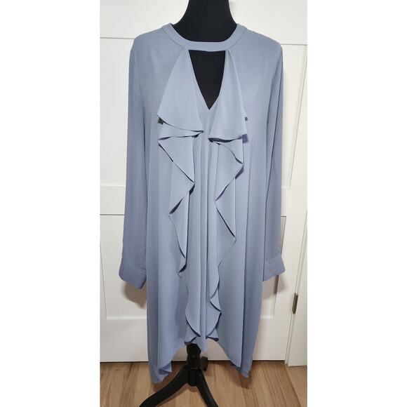 BCBGMAXAZRIA Cynthia Dress Light Blue Keyhole Front Womens Size L - Picture 1 of 15